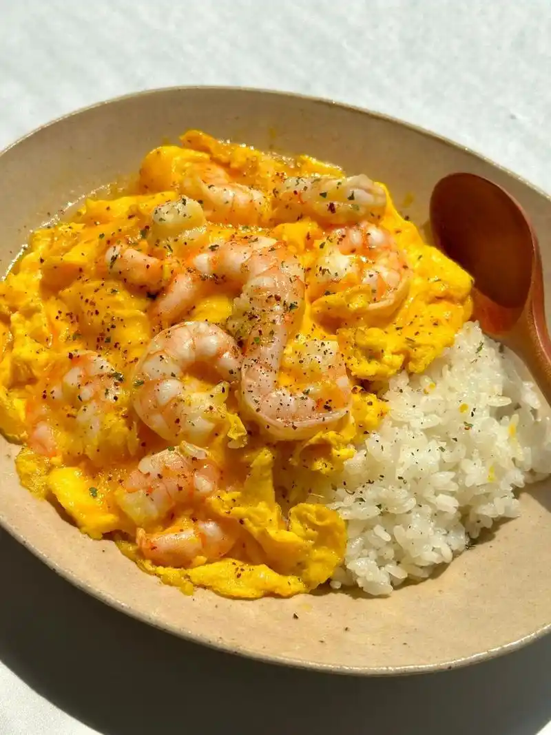 滑蛋虾仁盖饭98 快手低脂高蛋白