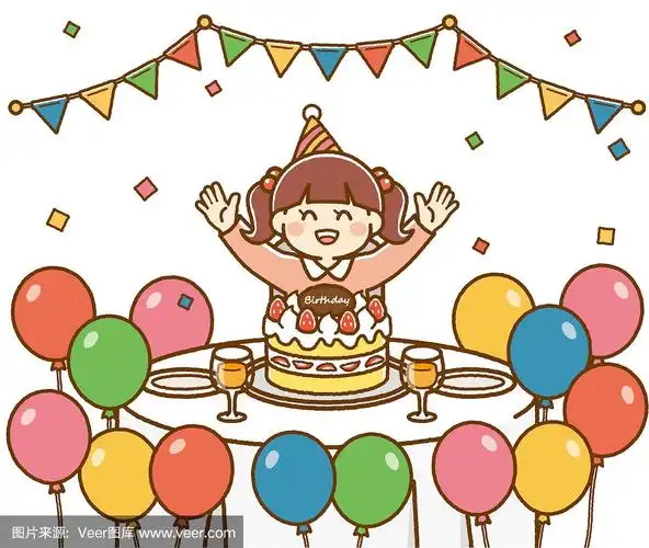 生日,绘画插图,可爱的,周年纪念,蛋糕