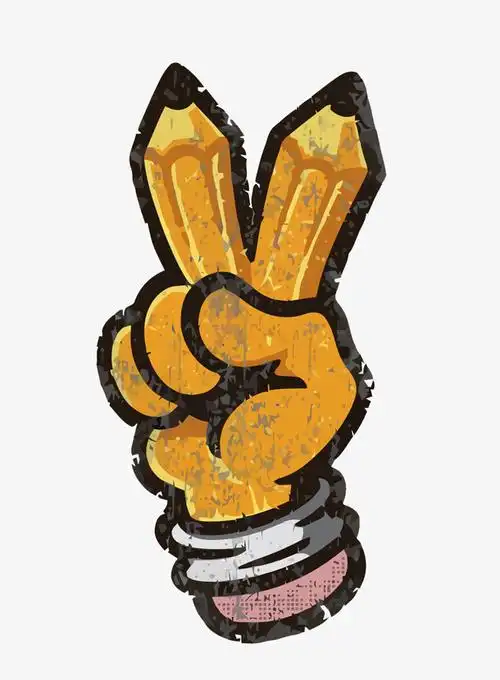 矢量铅笔v字手势