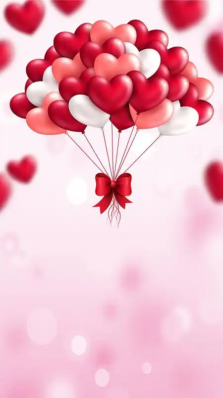 粉色气球桃心浪漫psd分层h5背景素材
