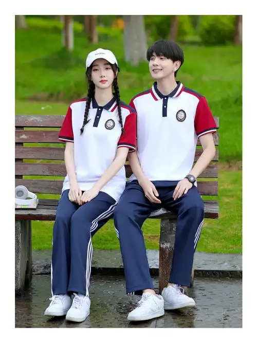 2598#实拍情侣装 校服套装学生夏季短袖中学生班服定制运动会服