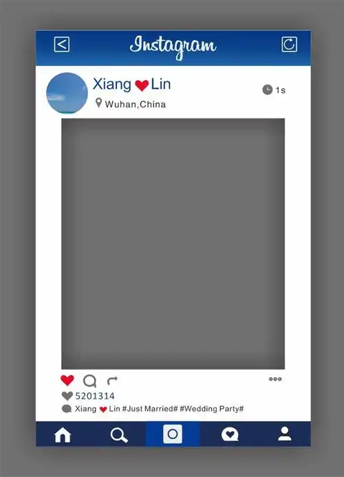 instagram朋友圈设计素材页面模版合影区婚礼拍照kt板手设计素材