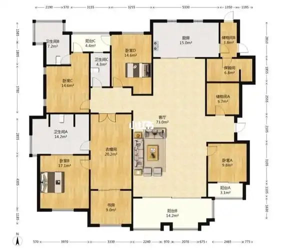 26786平米5房4卫大平层