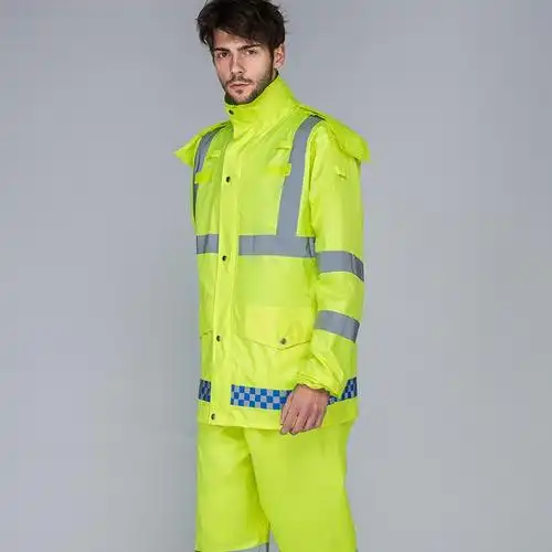 荧光黄荧光绿i高速交通执勤户外反光安全分体雨衣摩托车套装厂家