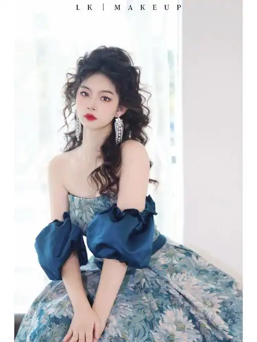 礼服造型,减龄高颅顶半马尾发型78