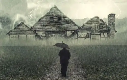 一个男人孤独淋雨伤感背影