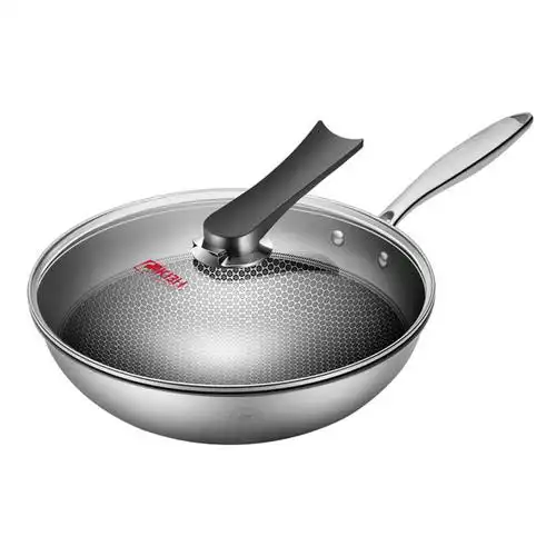 炒锅康巴赫不锈钢无烟不粘涂层电磁炉煤气灶通用正品炒锅