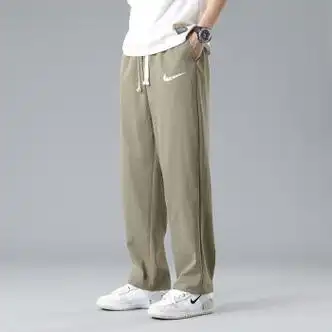 耐克顿裤子男士季梭织休闲裤百搭直筒春秋阔腿宽松运动长裤潮衣服卡其