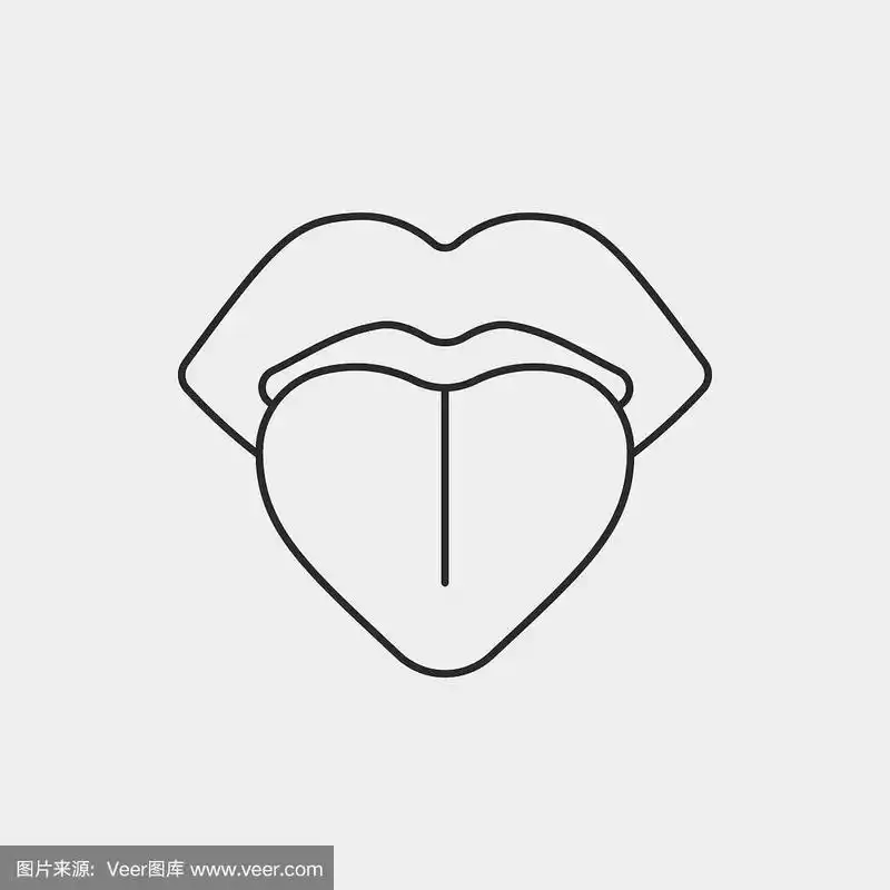 舌头,线图标,人,红色,生物医学插图