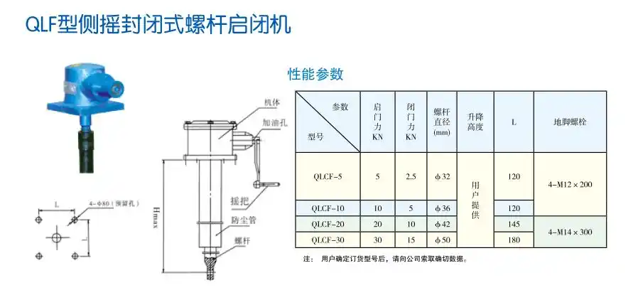 qlcf封闭系列侧摇螺杆启闭机