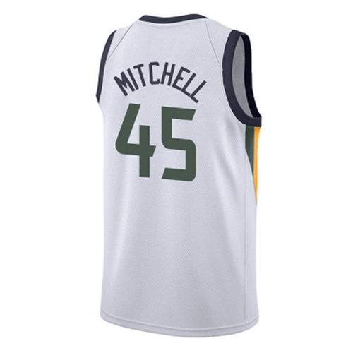 新款爵士队球衣45号mitchell米切尔城市彩虹热压版白色篮球服