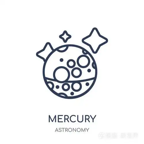 水星图标.从天文学收藏的水星线性符号设计