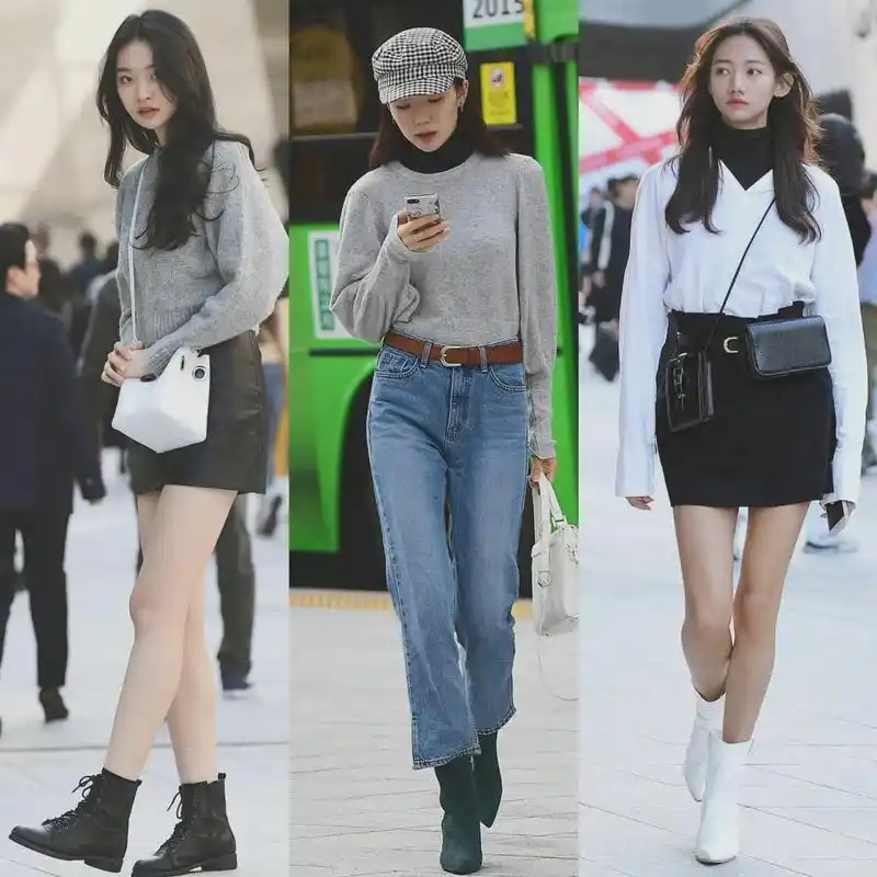 首尔街拍韩国女孩出街时髦穿搭
