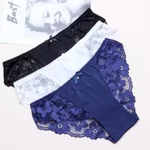 夏季女冰丝款透气低腰纯棉裆无痕性感蕾丝火辣女士超薄三角裤内裤
