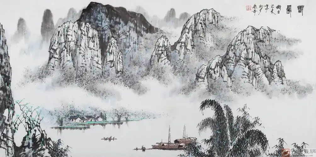 首页 传统水墨 山水画 写意山水画 品名:春晨               材质