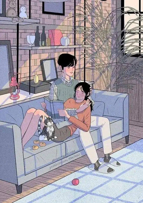 充满阳光的午后你总是会躺在怀里看书看到睡着韩国画师myeongminho