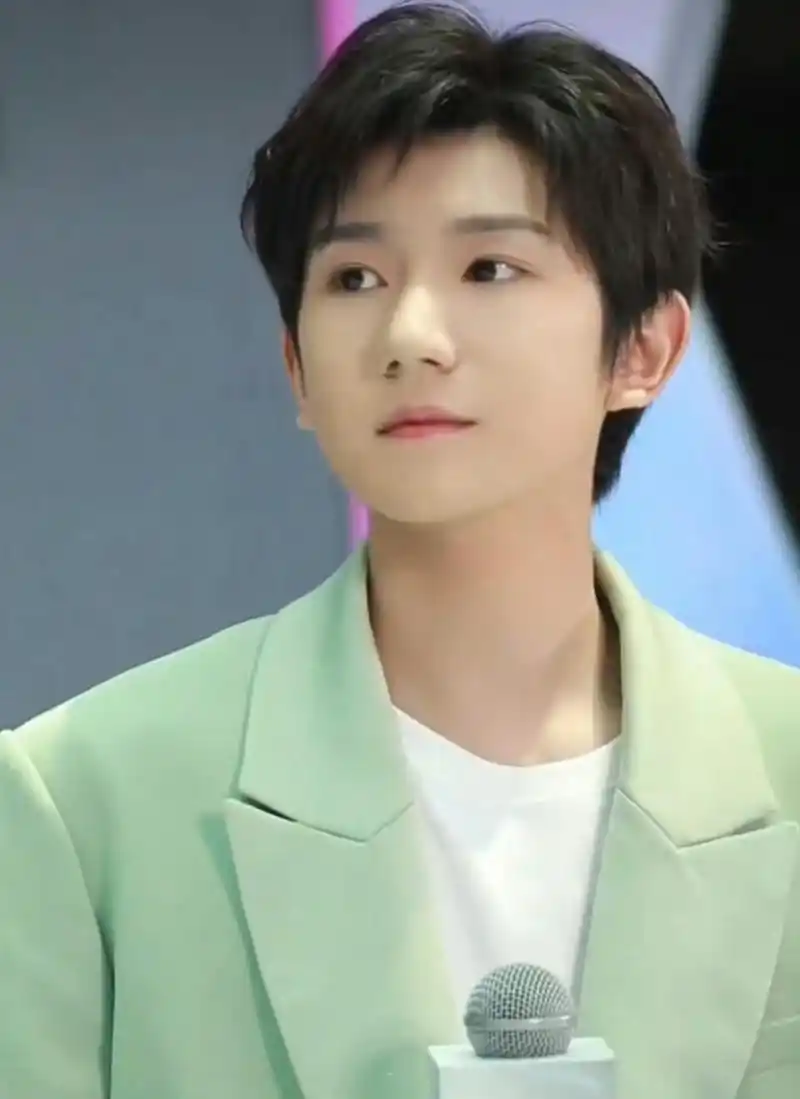 王源直播生图状态 王源今日直播生图状态,纯白内搭搭配淡绿色西装