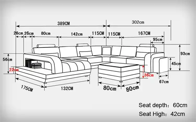 高端粒面真皮沙发客厅定制彩色沙发套装带可移动奥斯曼凳