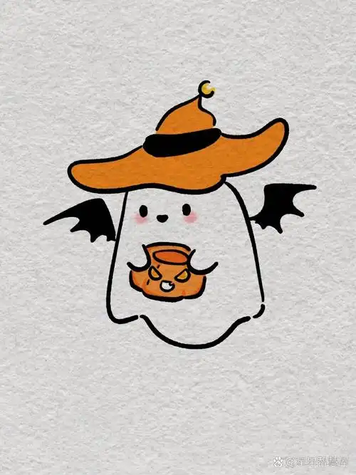 零基础手绘教程|简笔画|万圣节|小鬼魂 今天来画一