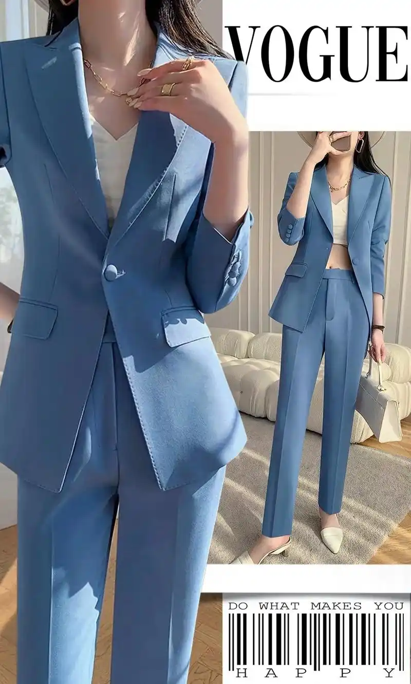 高级感浅蓝色西服套装～～姐妹们,这款浅蓝色西服套装真是太好看 - 抖
