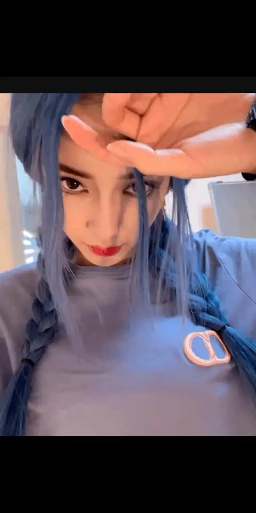 angelababy浅蓝色发型,好好看.