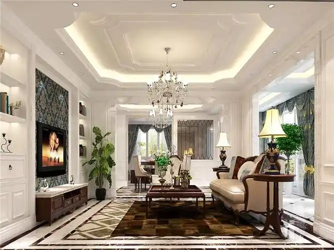 别墅房间吊顶装修效果图中式欧式美式风格豪宅客厅地板造型设计图片