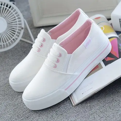 秋季布鞋懒人帆布女鞋平底脚蹬小白