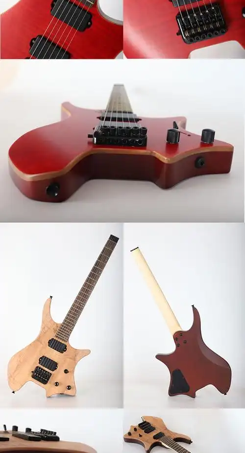 seed新手初学便携旅行黄贯中黄家驹24品无头电吉他金属摇滚吉他 黑色