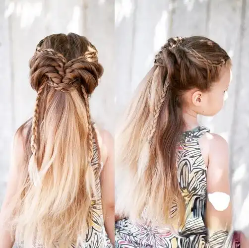 夏季儿童编发盘发大全 小女孩长发编发图片