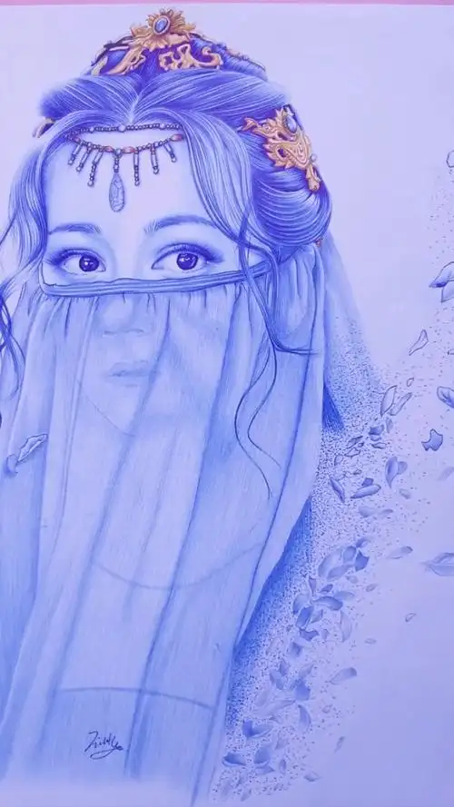 圆珠笔手绘《长歌行》迪丽热巴