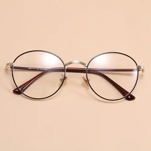 复古文艺金属合金近视眼镜框男女潮超轻光学圆形框镜架细框架5