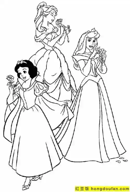 10张3到8岁女孩子们最喜欢的漂亮公主涂色简笔画-红豆饭小学生简笔画