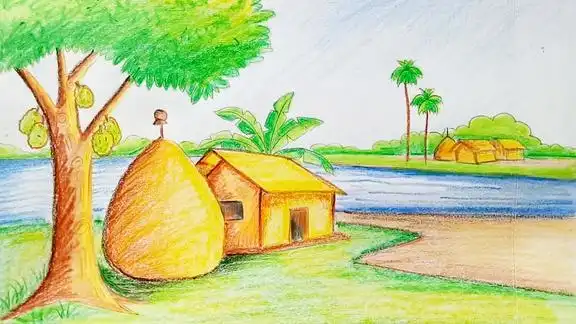 彩铅绘画风景篇菠萝蜜成熟的季节到了