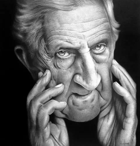 yvespedneault超写实风格黑白人物肖像画作品