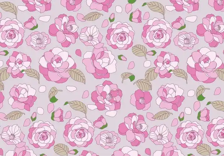 粉色花朵玫瑰花拼接矢量图数码印花图案