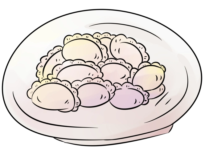 手绘卡通水饺插画