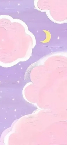 壁纸·紫色系·油画·粉云·月牙