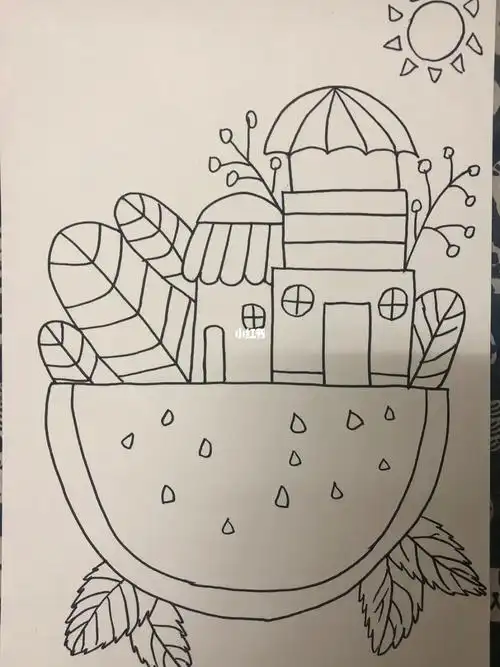 主要让孩子们掌握绘画西瓜的基本外形轮廓,然后根据主题内容添加相应