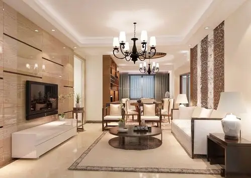 100平米简约风格客厅沙发背景墙装修效果图片