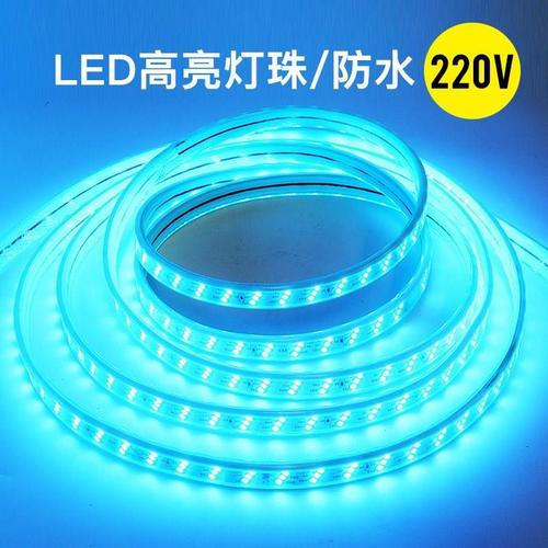 led冰蓝色灯带冷蓝色灯条led天蓝色户外亮化浅蓝色灯条220v冰蓝光
