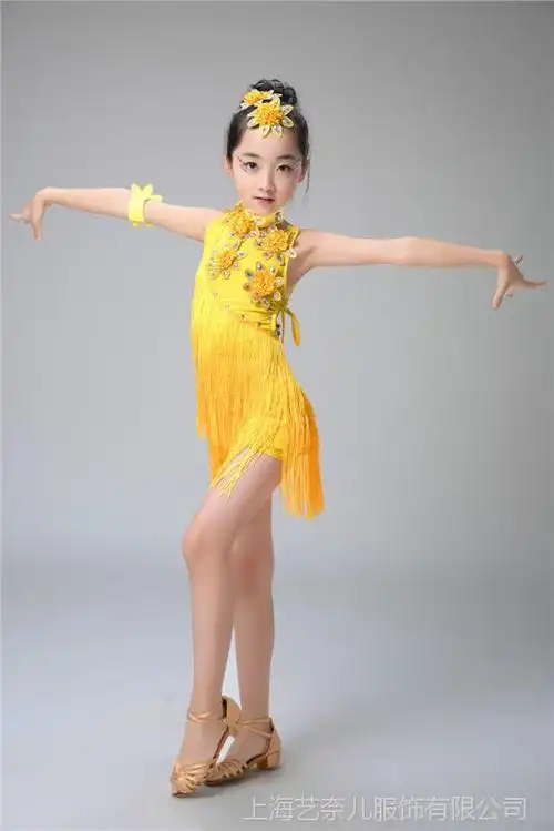 新款儿童拉丁舞演出服女童拉丁舞比赛舞台服少儿练功考级跳舞蹈服