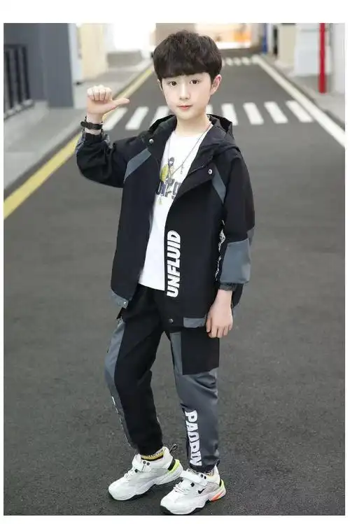 男童秋季套装外套6-12岁小男孩学生青少年开学穿时尚长袖长裤运动帅气