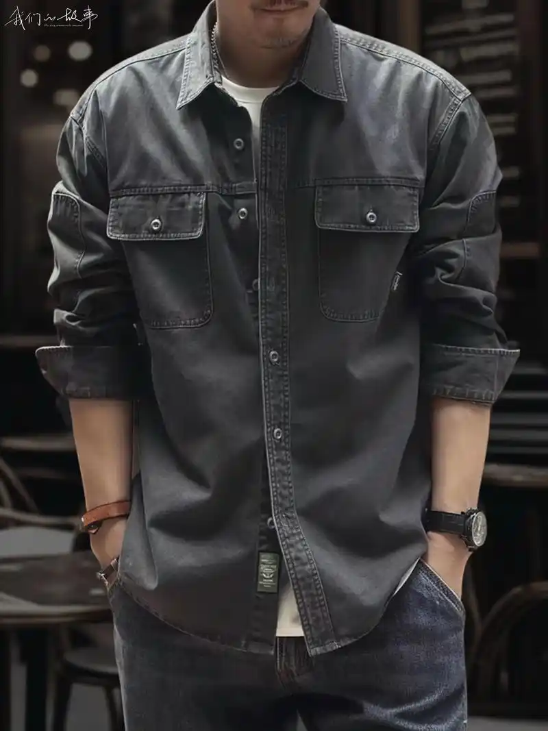 解锁型男衣橱:美式复古工装长袖衬衫.想变身美式硬汉?这件工装