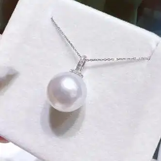 周玉匠澳白珍珠项链媲美天l然淡水大白简单奶嘴款吊坠圆超大爱迪生