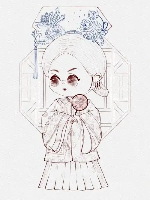 古风线稿(清宫服饰)