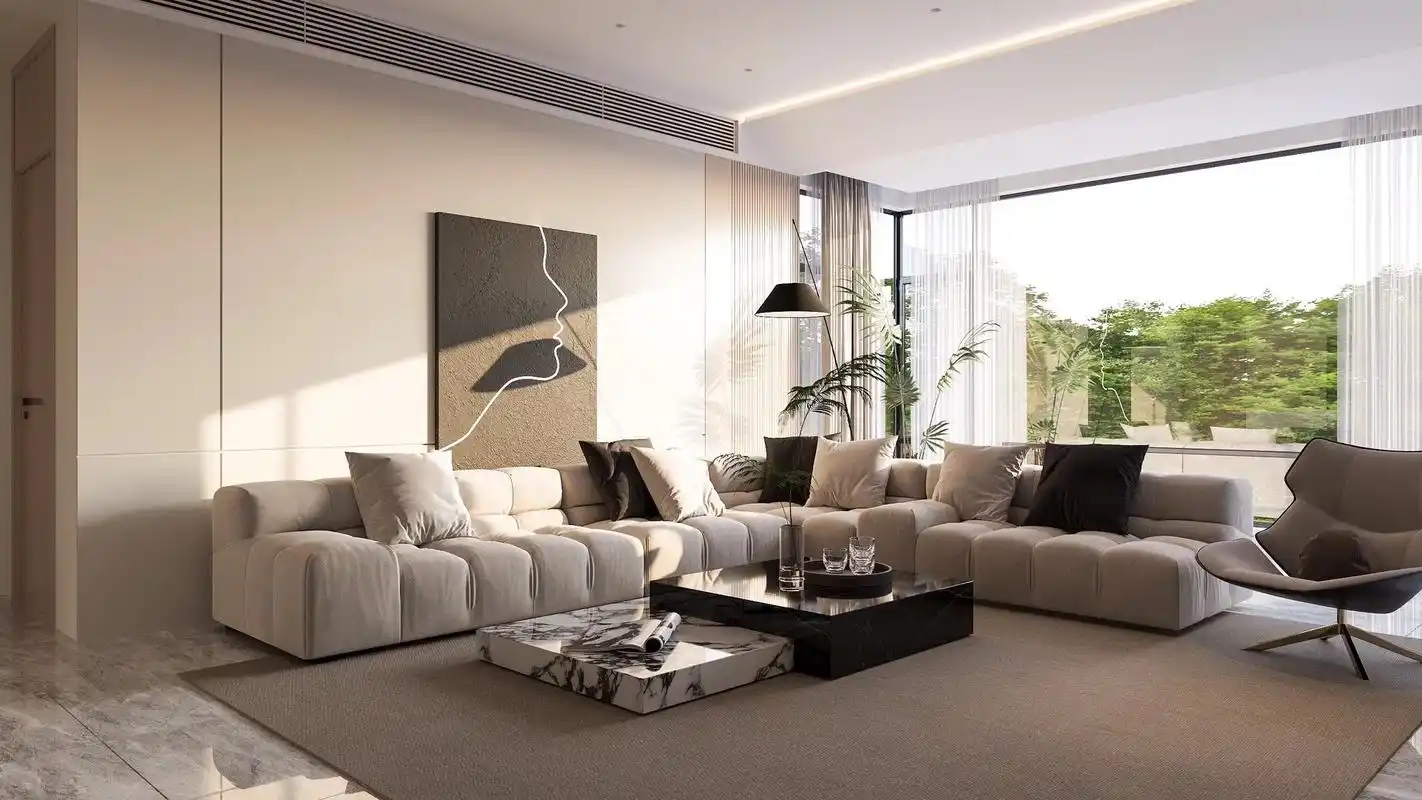 极简风格,记得收藏.客厅整体大地色为基调,极简的素色很有视觉 - 抖音