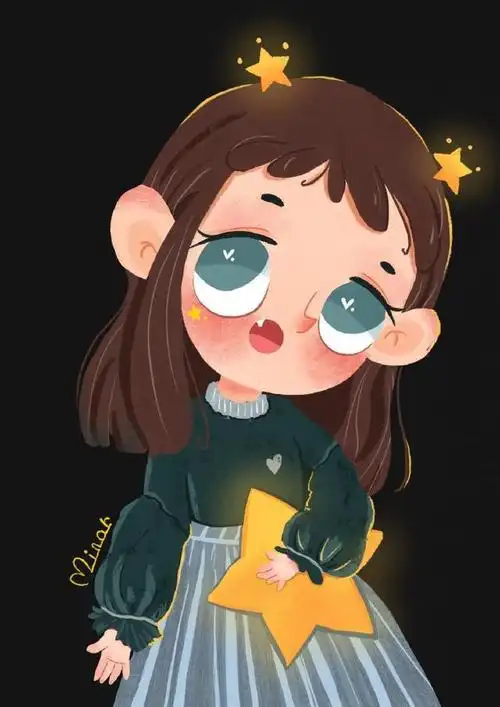 电脑插画绘画可爱的大眼萌娃,表现小女孩的纯真和可爱!