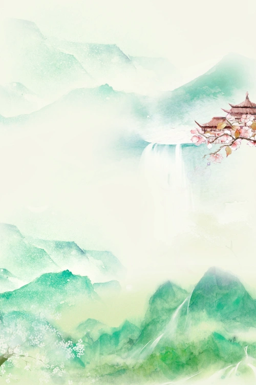 古典水墨风大气山水海报背景psd