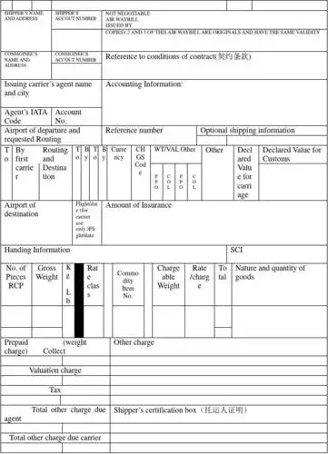 航空货运单样本