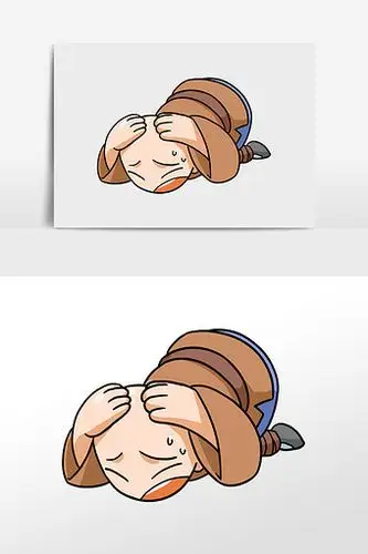 卡通可爱男孩胆小害怕